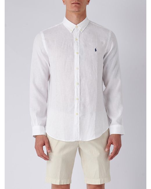 mens white long sleeve ralph lauren shirt