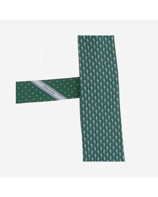 Ferragamo Green Tie Silk Ties & Bow for men