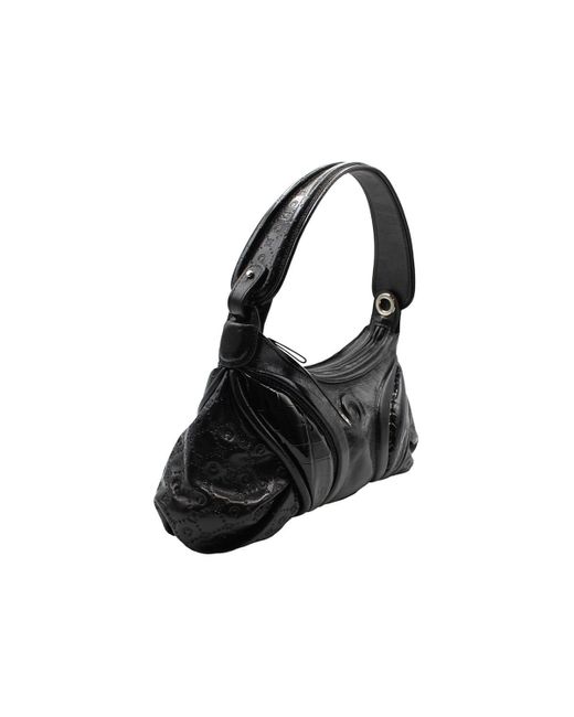 MARINE SERRE Black Embossed Leather Futura Bag