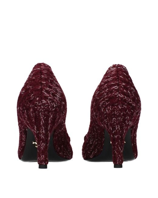 Prada Red Fabric Mid Heel Pumps