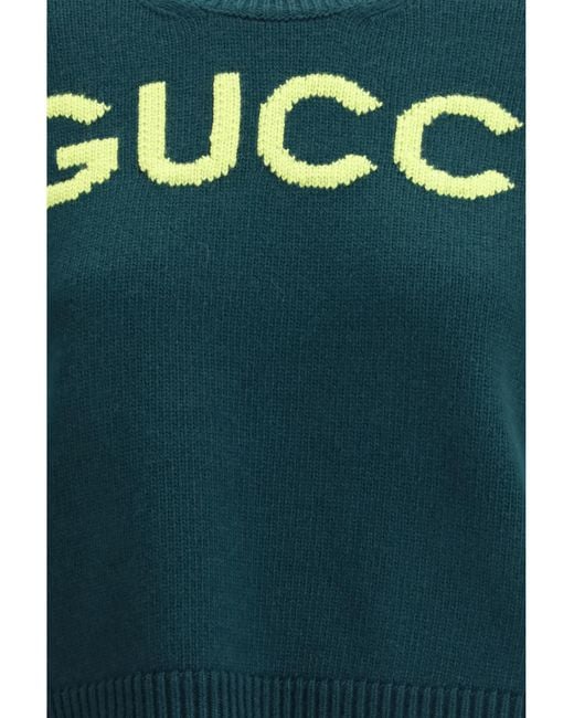 Gucci Green Wool Jumper Pine- Tops