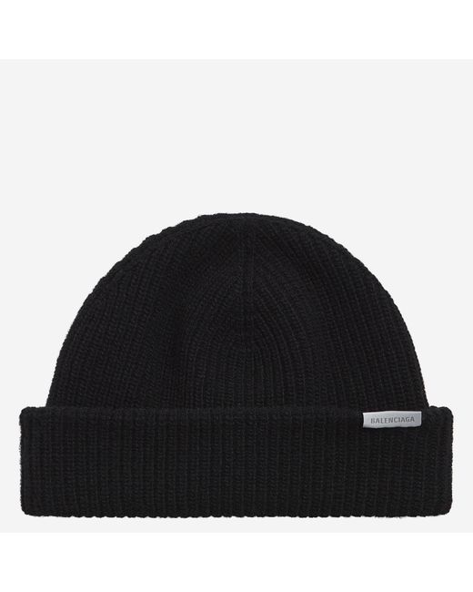Balenciaga Black Wool Beanie Hat for men