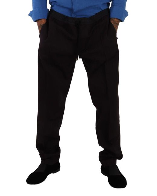 Dolce & Gabbana Black Bordeaux Cotton Skinny Trouser Pants for men
