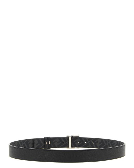 Fendi Black Squared Ff Reversible Belt for men