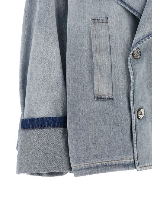 MM6 by Maison Margiela Blue Double-Breasted Jacket Cotton Down Jacket, Parka, Casual