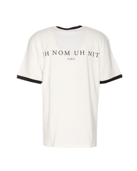 Ih Nom Uh Nit White Mask Roses Distressed Print And Logo T-Shirt for men