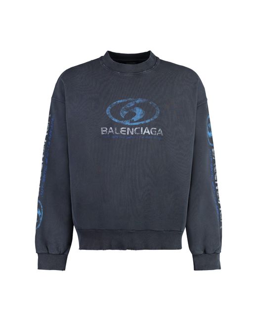 Balenciaga Cotton Crew-neck Sweatshirt in Blue for Men | Lyst