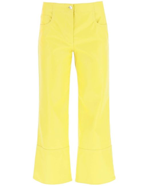 MSGM Yellow Faux-nappa Bootcut Pants