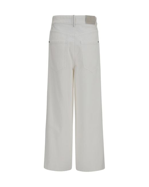 Brunello Cucinelli White Jeans Palazzo Cotton Trousers
