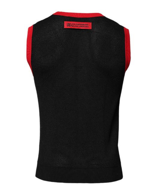 Dolce & Gabbana Black Cotton Slim Fit Round Neck T for men
