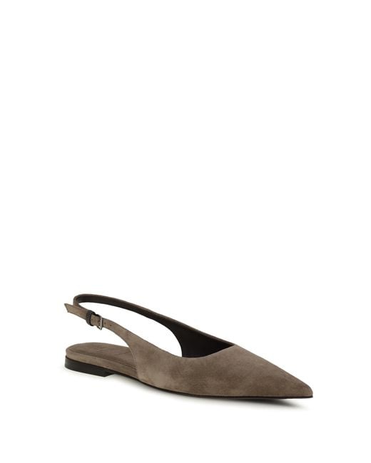 Brunello Cucinelli White Suede Ballerinas