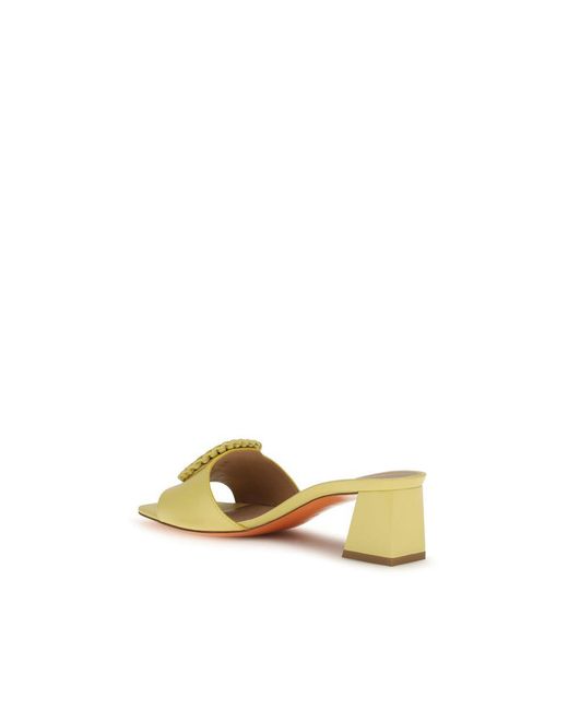 Santoni Yellow Bicolor Calf Leather Bos Taurus Sandals