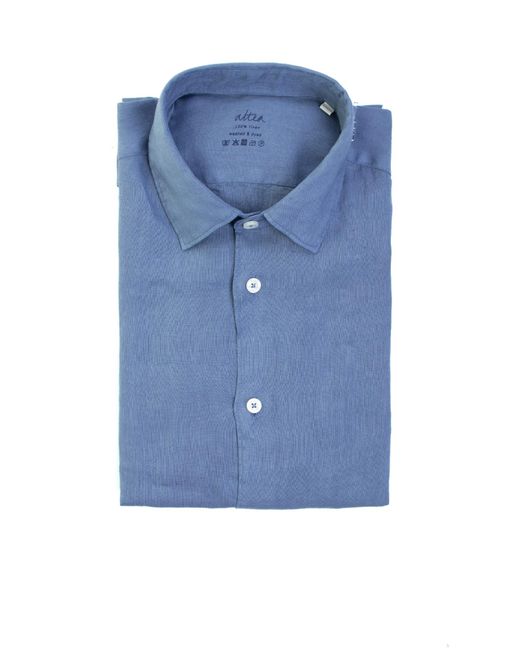 Altea Blue Slim Fit Linen Shirt for men