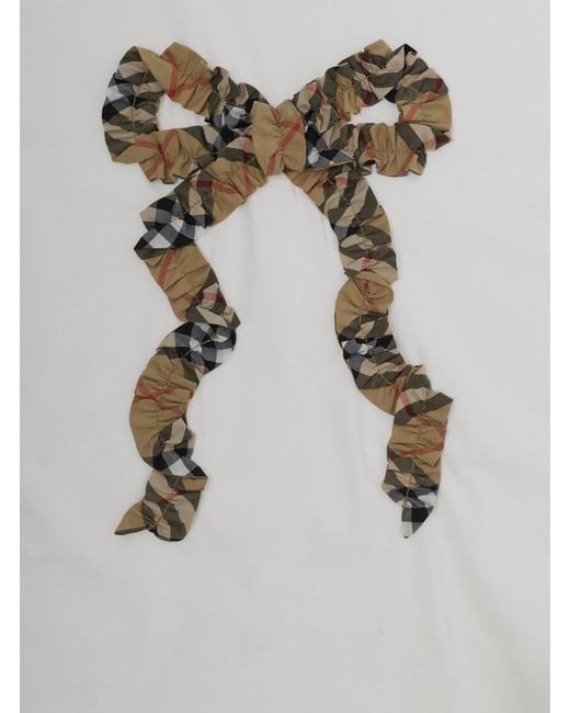Burberry Gray T-Shirt With Bow Cotton T-Shirts