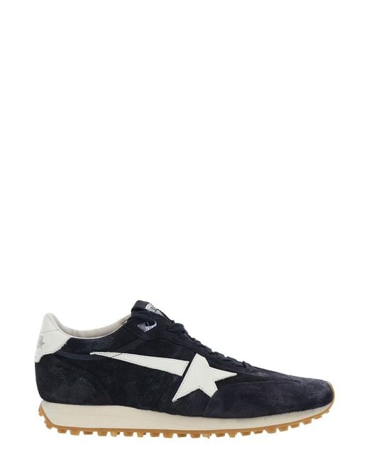 Golden Goose Deluxe Brand Blue Sneakers Runnig Maratone Leather Cow Trainers for men