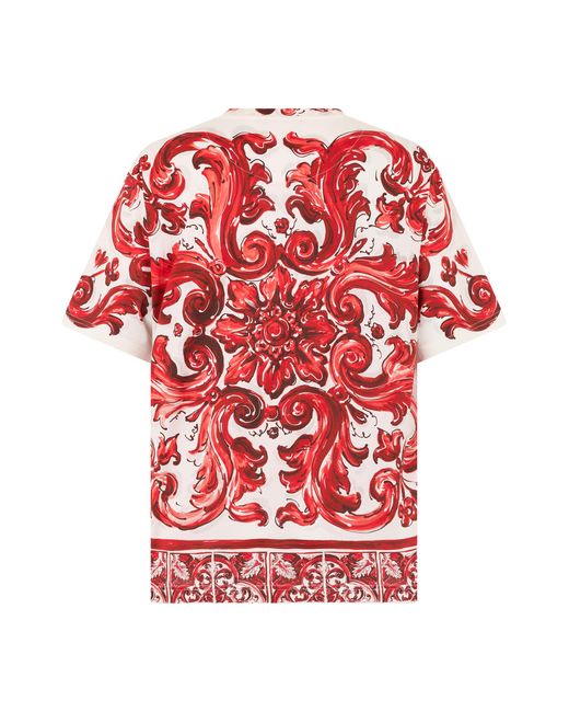 Dolce & Gabbana Red Printed T-Shirt Cotton T-Shirts for men