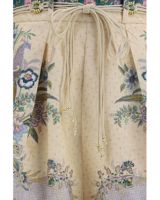 Zimmermann Natural Indra Pleated Shorts Linen Bermuda