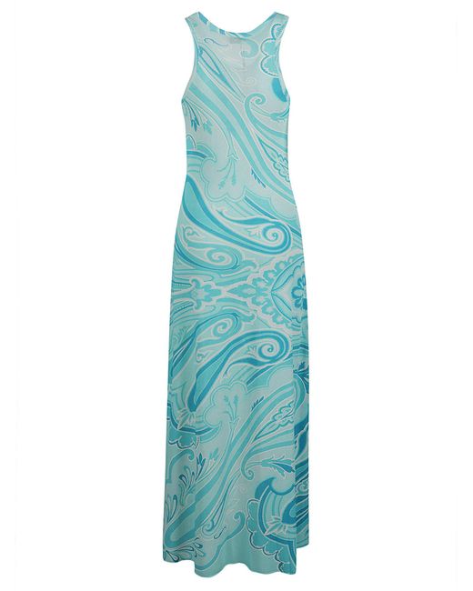 Etro Blue Printed Sleeveless Dress