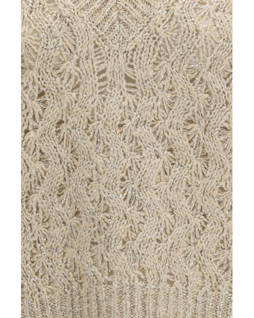Brunello Cucinelli Gray Silk Blend Sequined Vest Knitwear