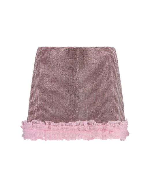 Self-Portrait Purple Mini Skirt Embellished Polyester