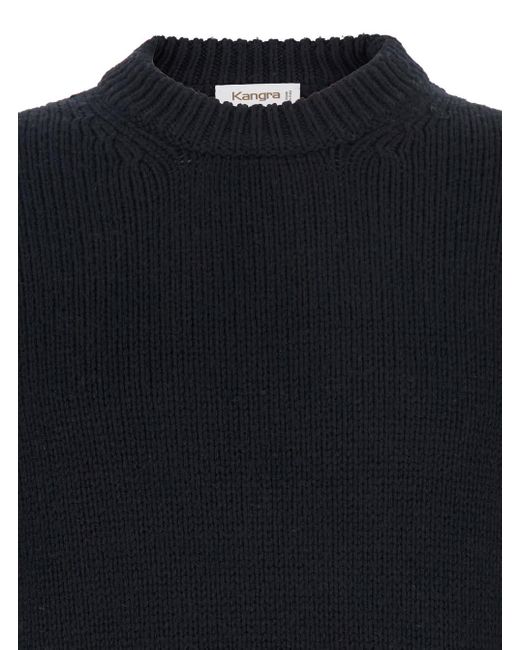 Kangra Blue Crew Neck Sweater With Ribbed Design for men
