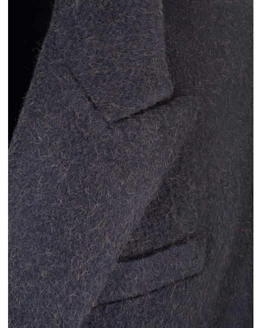Fendi Blue Long Double-Breasted Coat for men