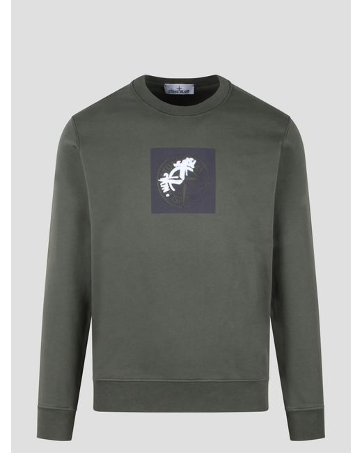 Stone Island Gray Industrial One Print Sweatshirt for men