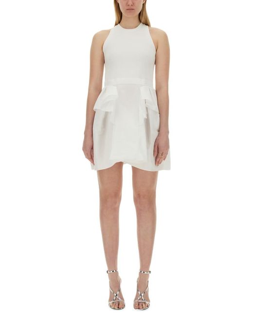 Alexander McQueen White Mini Hybrid Dress