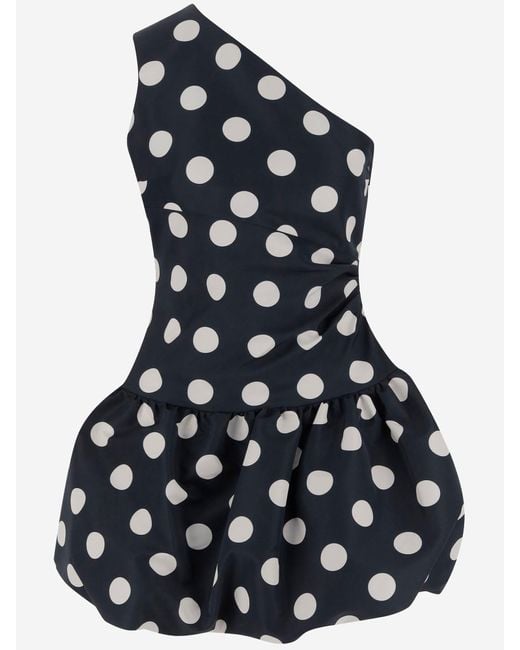 Patou Blue Polka Dot One Shoulder Dress