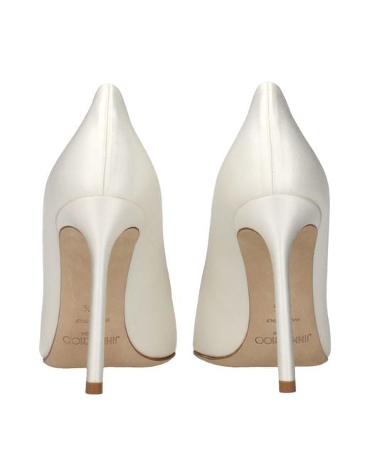 Jimmy Choo White Satin Platform Pumps