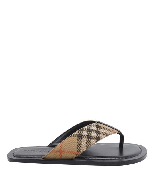 Burberry Brown Pavilion Check Sandals for men