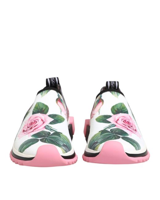 Dolce & Gabbana White Rose Print Sorrento Sneakers Shoes 10+Pa+Pl+Vi
