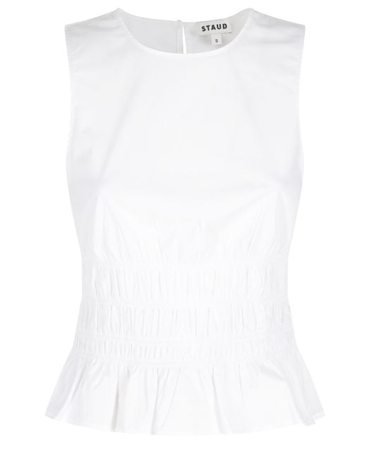 Staud White Culver Top Cotone Elastan