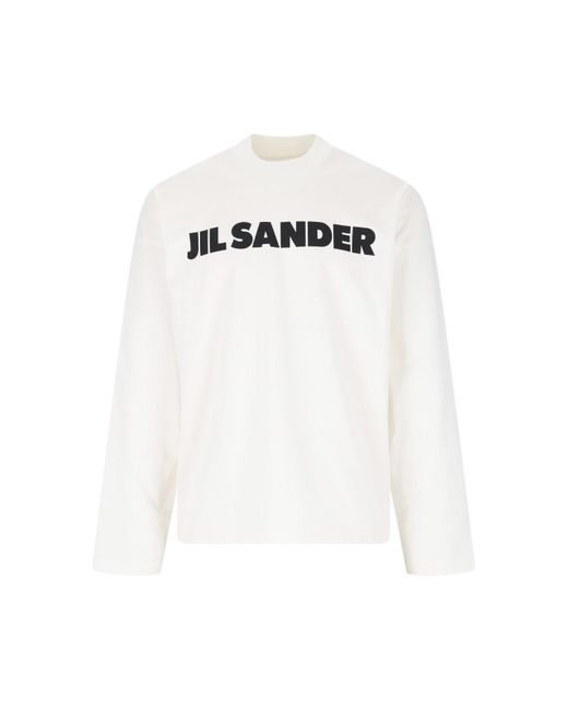 Jil Sander White Logo Sweatshirt for men