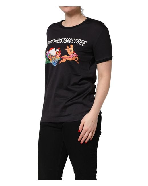 Dolce & Gabbana Blue #Iamachristmastree Print Cotton T-Shirt