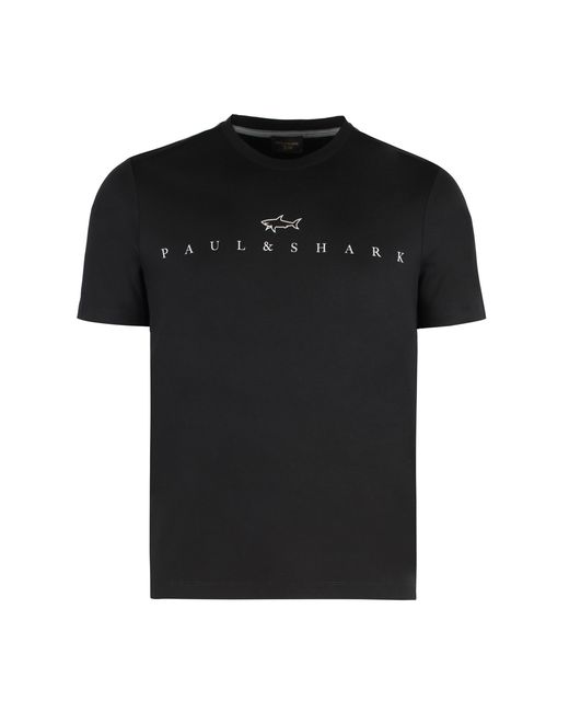 Paul & Shark Black Cotton Blend Crew Neck T-Shirt T-Shirts for men