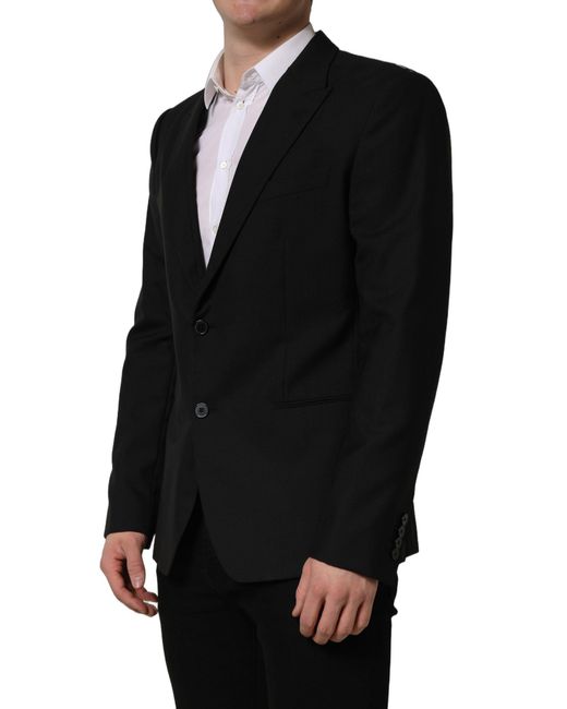 Dolce & Gabbana Black Wool Single Breasted Blazer Jacket Vigin Clothing for men