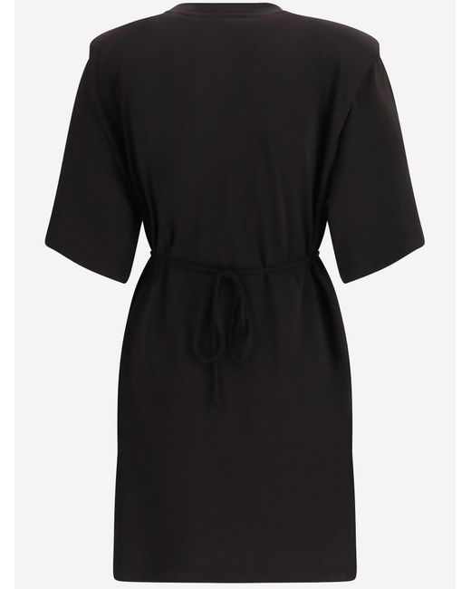 Pinko Black Short Dress With Structured Shoulders Acetate