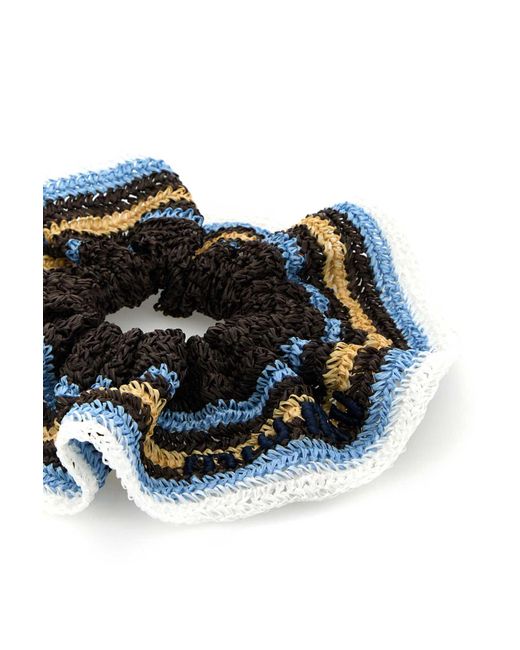 Miu Miu Black Embroidered Rafia Scrunchie