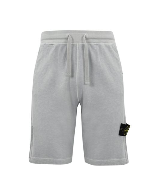 Stone Island Gray Cotton Bermuda Shorts 63460 Old Treatment for men