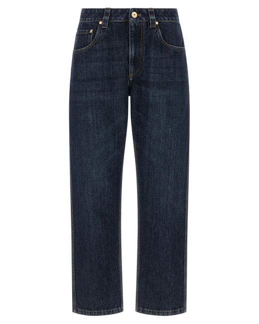 Brunello Cucinelli Blue Cotton Straight-Leg Jeans Clothing
