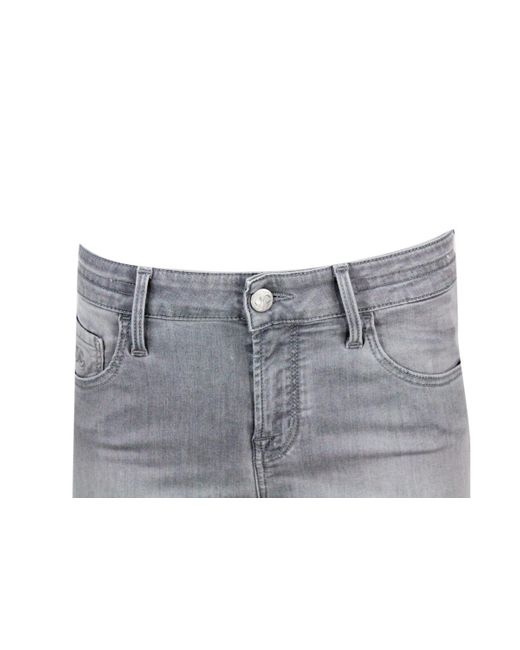 Jacob Cohen Gray Kimberly Cropped Skynny 5-Pocket Denim Trousers With Regular Waist