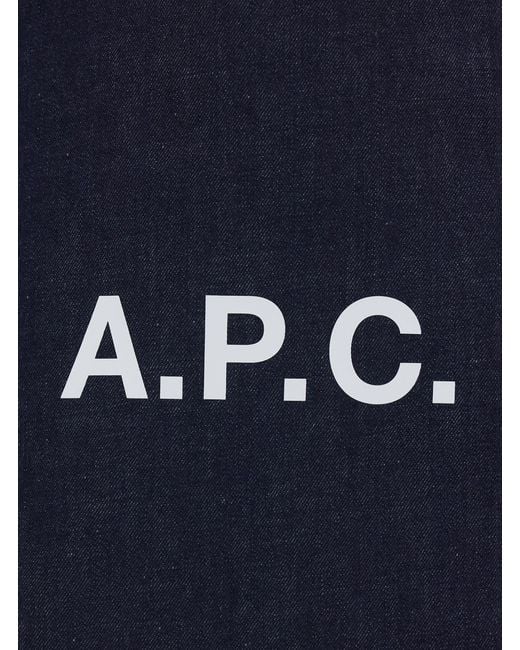 A.P.C. Blue 'Ninon' Shoulder Bag With Two Top Handles And Logo Lettering On The Front for men