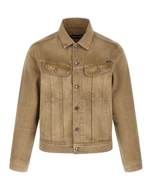 Tom Ford Natural Denim Jacket Puffer Jackets for men