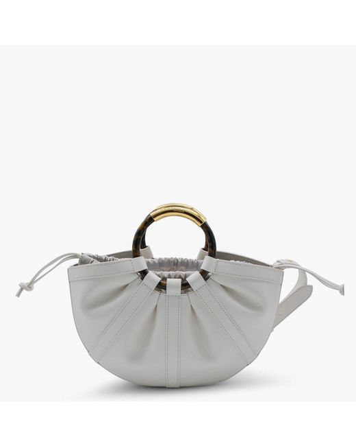 Coccinelle Gray Pearl Leather Top Handle Bag