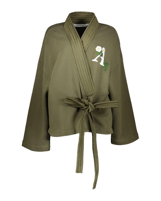 Palm Angels Green Cotton Kimono