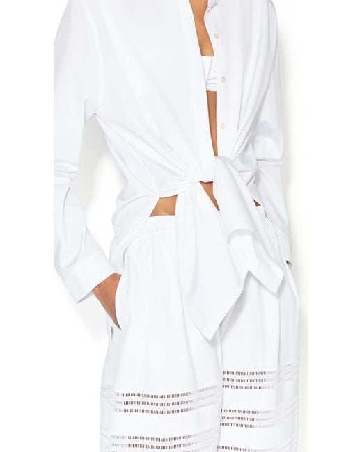 Maison AlaïA White Pantalon Rond En Coton Poplin Blanc Trousers