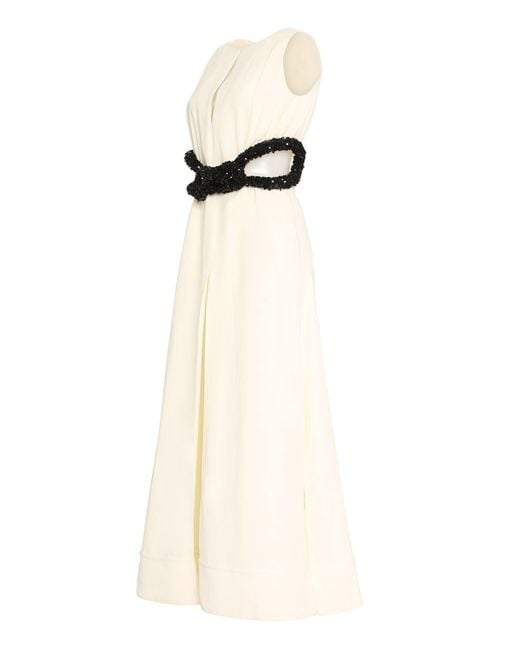 Jil Sander White Embellished Embroidered Gown