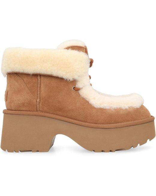 Ugg Brown Classic Esmee Lace Up Boots Chamois