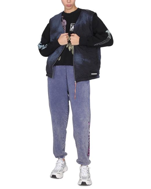 Aries Blue V-Neck Vest Polyamide Jacket